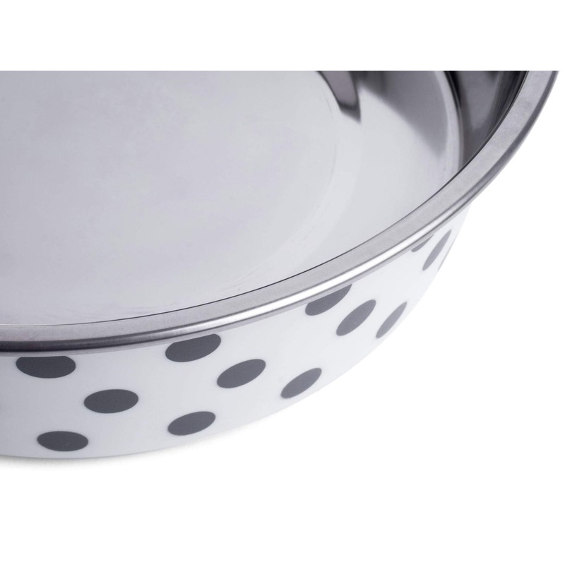 Petface Grey and White Spots Deli Dog Bowl, 21 cm
