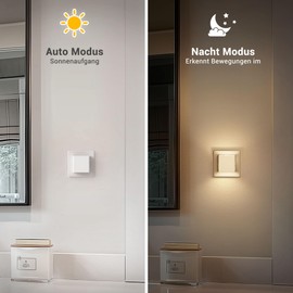 Emeritpro Night Light Socket Pack of 2 LED Night Light with Twilight Sensor Socket Light Lower and Upper Lighting Adjustable Brightness for Bedroom, Hallway, Stairs, Kitchen, 3000 K Warm White