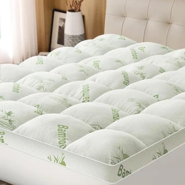 Easthome Mattress Topper King Size Viscose Derived from Bamboo, Thick Soft Pillow Top Mattress Pad Cover for Back Pain, Overfilled Mattress Protector with 8-21 Inch Deep Pocket, White