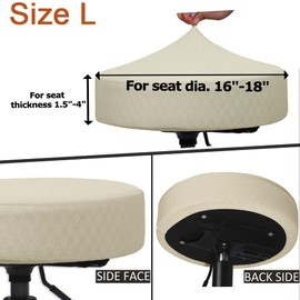 BUYUE 4 Pcs Bar Stool Covers, Luxury Fabric Dia.16-18" Round Stretchy Crease-Resistant Washable Jacquard Dustproof Stool Seat Slipcover, L-Beige-Set of 4