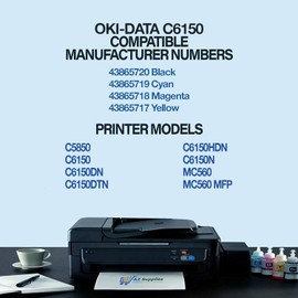 AZ SUPPLIES Compatible Toner Cartridge Replacement for Okidata Oki C6150 43865720 43865719 43865718 43865717 C5850 C6150 C6150DN C6150DTN C6150HDN C6150N MC560 MFP (Black,Cyan,Magenta,Yellow 4-Packs)