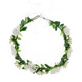 Vividsun Wedding Hair Wreath Floral Garland Crown Headpiece Adjustable Rose Flower Crown (A-white)