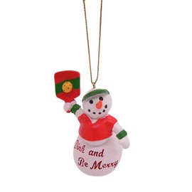 Dink and Be Merry Pickleball Snowman Ornament, Festive Sports Theme Hanging Christmas Tree Ornament, Gift for Pickleball Lovers, 3.25 Inches