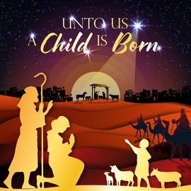 Christian Christmas cards, pack of 10 - Jesus is Born, with Bible verse Isaiah 9:6 inside these religious Christmas cards, by Just Cards Direct