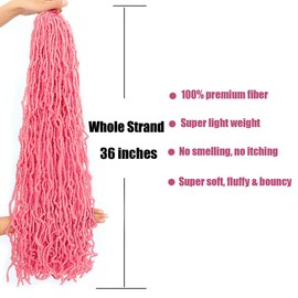 36 Inch 7 Packs Soft Locs Crochet Hair Color Pink Whole Strand No Extended Long New Faux Locs Pre-looped Super Lightweight Synthetic Hair Braids For Black Women (36inch, 7packs, Pink)