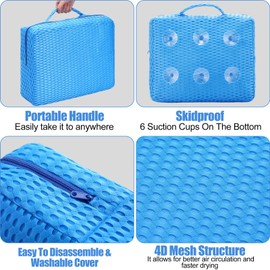 Threehoney 2 Pcs Hot Tub Booster Seat Weighted Spa Bathtub Booster Cushion with Micro Dot Quick Dry Non Slip Bottom, 4d Air Mesh Cover Inflatable Cushion Tub Accessories for Indoor Outdoor(Blue)