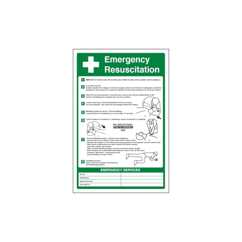 V Safety Emergency Resuscitation 200 x 300mm - 3mm Aluminium