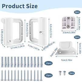 Wjelet Retractable Baby Gate Replacement Parts Kit, Pet Gate Full Set Wall Mounting Hardware with Brackets Hooks Latches Screws, Retractable Baby Gate, White
