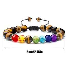 Yhuasia Chakra Lava Bracelet, Pack of 2 7 Chakra Bracelets, 7 Colours Chakra Beads Bracelets, Healing Chakra Bracelets, for Men and Women, Jewellery Bracelets for Wearing Birthday Gifts, Lava stone