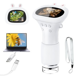 Acoath Microscope for Kids, 1000X Zoom Mini Digital Handheld Camera with 2'' IPS Screen, Photo and Video Science Educational Toys for Children Over 3 Years (White)