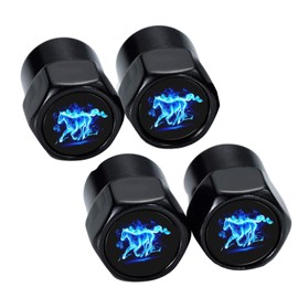 4Pack Anti-Corrosion Tire Valve Stem Caps Metal Black fit for Bronco Mustang Accessories Blue