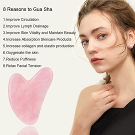 Ditind Rose Quartz Gua Sha Face Tools, GuaSha for Toxins / Prevents Wrinkles for Spa Acupuncture Therapy Trigger Point Treatment