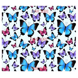 Unbranded 20oz Sublimation Tumbler Wrap Blue Butterflies Ready To Press Heat Transfer