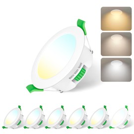 Jaenmsa LED Spotlights, 230 V, Recessed Spotlights, LED, 7 W, 65-75 mm Installation Diameter, IP44, Dimmable, LED Ceiling Spotlights, Flat Warm White, 3000 K, Neutral White, 4000 K, Cool White, 6500 K