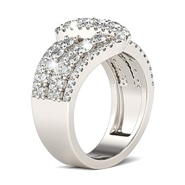 Jeulia Intertwined Crossover Rings for Women Crossover Wedding Band Sterling Silver Statement Rings Round Cut Engagement Ring Anniversary Promise Birthday Festival Gift with Jewelry Gift Box (6.5)