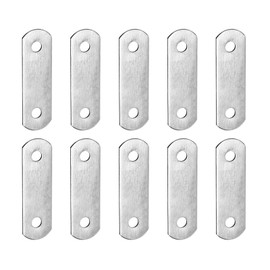 DTGN 10pcs 34x10mm Flat Straight Brace Plate for Furniture Repair Stainless Steel Brace Plate Silver Tone