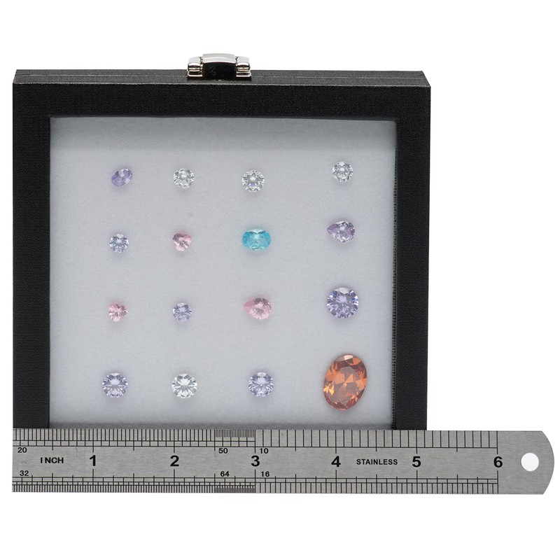 Giftop Jewelry Display Case Tempered Glass Top Lid Black Leatherette,Gemstone