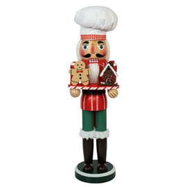 WVIOUOPU Gingerbread Nutcracker Wooden Baking Nutcracker Chef Christmas Decorations - 15 Inch Christmas Cook Nutcracker Figures Ornaments Gifts for Xmas Kitchen Table Home Party Holiday