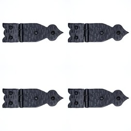 4 Pack 5.25 Inch Black Wrought Iron Hinges - Decorative Wrought Iron Door Hinges – Rustic Iron Hinges for Farmhouse Shutters, Chests, Barn Doors, Shutter and Gates – The Farmhouse Series