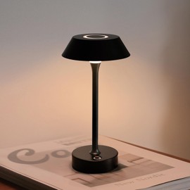 MAGCHARM Elva Portable Table Lamp, Cute Cordless Rechargeable Table Lamp, 3-Color Dimmable Small Touch Bedside Lamp for Bedroom Ambient, Black