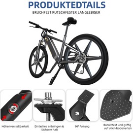 Bicycle Stand, 24-29 Inches, Adjustable Universal Bicycle Stand, Height Adjustable, Non-Slip Side Stand, Aluminium Alloy for E-Bike, Road Bike, Mountain Bike, Trekking Bike