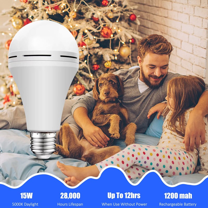 Neporal LITE Emergency Rechargeable Light Bulbs A19, Light Up to