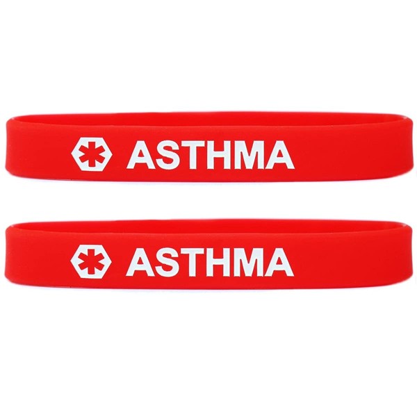 SayitBands 2 Pack of Asthma Medical Alert Wristband Bracelets in
