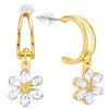 Gold Tone Crystal Flowers Statement Half Hope Stud Earrings, Crystal,