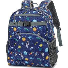 FlowFly Kids Backpack for Toddler Boys Girls, Simple Lightweight Bookbag for Daycare Kindergarten Elementary School Travel, Small Modern Bag (Medium 15'', Astronaut)