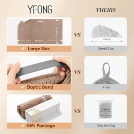 YFONG - Toalla de pelo grande para mujer, toalla de pelo de microfibra súper absorbente para cabello rizado, turbantes de cabello de secado rápido con elástico, envoltura de toalla de secado para el