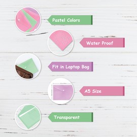 Star Online A5 Pastel Plastic Folder Pack of 5 Assorted Colours – Day Document Stud Wallets Carry Popper Folder Pink Purple Teal