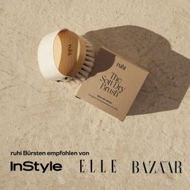 RUHI Körperbürste/Trockenbürste WEICH 100% Naturborsten/gefertigt in Deutschland, FSC-zertifiziertes Buchenholz & plastikfrei zur Trockenbürsten Massage (dry brush), Lymphdrainage gegen Cellulite