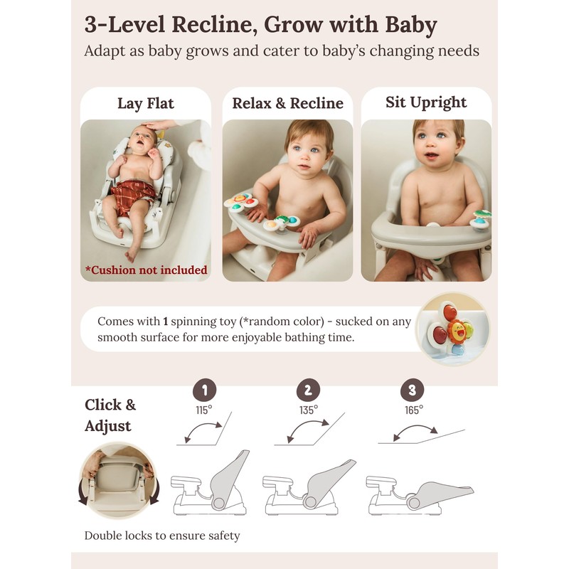 Cuddobaby Baby Bath Seat 3-in-1 【360° Protection Against Side Tipping,