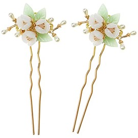 DIYstore 2 PACK Pearl Flower Hair Stick Chinese Hair Chopsticks Vintage Hair Pin Chignon Pin Chopsticks Hair Styling Hair Making Accessories for Women