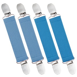 Wisdompro Mitten Clips, 4 Pieces Glove Clips with Elastic Strap for Toddlers, Kids, Adults - Blue and Light Blue