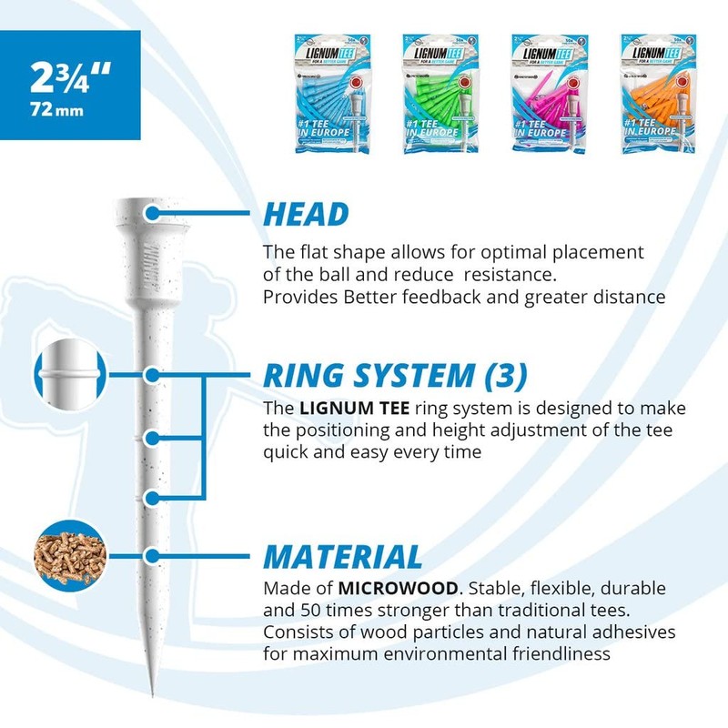 Lignum Ring System Golf Tees (Pack of 12)