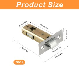 Pack of 2 Mortice Door Lock, Tubular Frame Lock, 45 mm Mortise Locks, Stainless Steel Pipe Mortice Lock, Room Door, Latch Lock for Lever Handle Door Lock