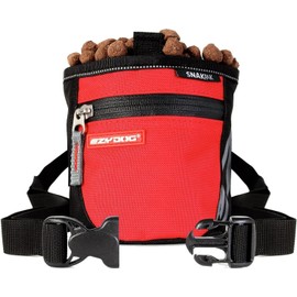 EzyDog SnakPak Wearable Dog Treat Bag Training Pouch with Belt (Red)