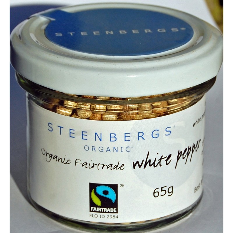 Steenbergs Organic Fairtrade White Peppercorns Standard Jar - 60g
