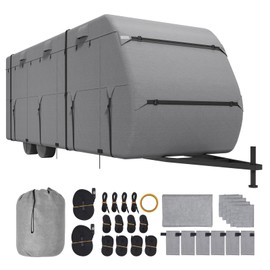 Happybuy Camper Cover for 20-22 ft Motorhomes, Quadruple Layer Non-Woven, Water-Resistant & Tear-Resistant, Class A Protection, Includes Carry Bag, Fixing Patches, Straps & Wheel Guards