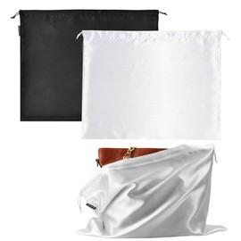 2 PCS Dust Cover Storage Bags Dust Bags for Handbags Large, Silk Drawstring Purse Storage Bag for Handbags Purses, Shoe Boots, Travel Organizer (Black + White, 19.6 * 15.7 in)