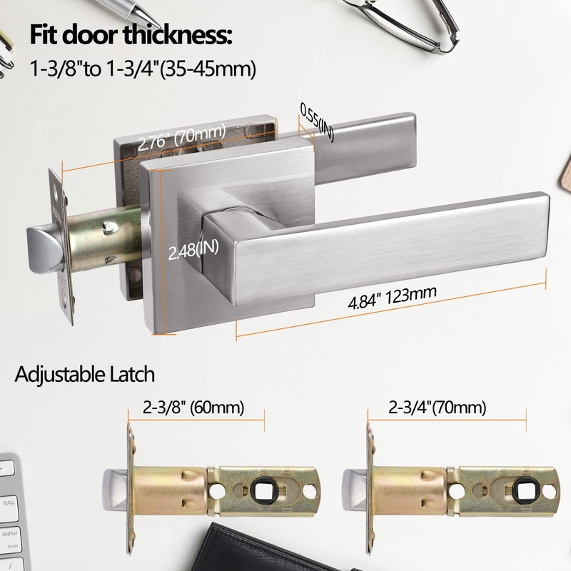 NEWBANG Hall/Closet Lever Handle Lock Satin Nickel Finish-Heavy Duty Door