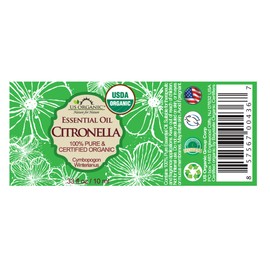Aceite esencial de citronela 100% puro orgánico de Estados Unidos, certificado orgánico USDA, citronela, 10 ml / .33 Fl Oz