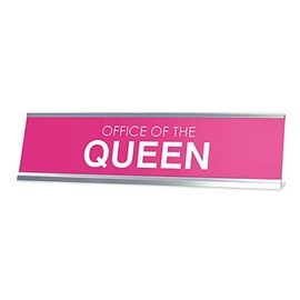 Signs ByLITA Pink Office of The Queen Novelty Desk Sign
