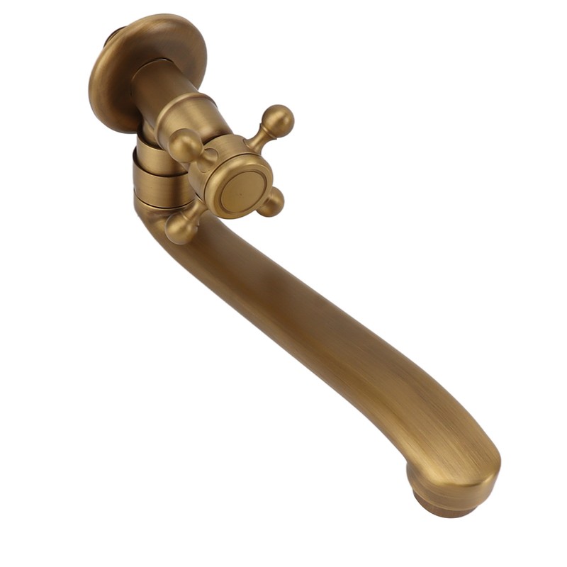Antique Garden Faucet with Extended Spout Antifreezing Copper Wall Mount
