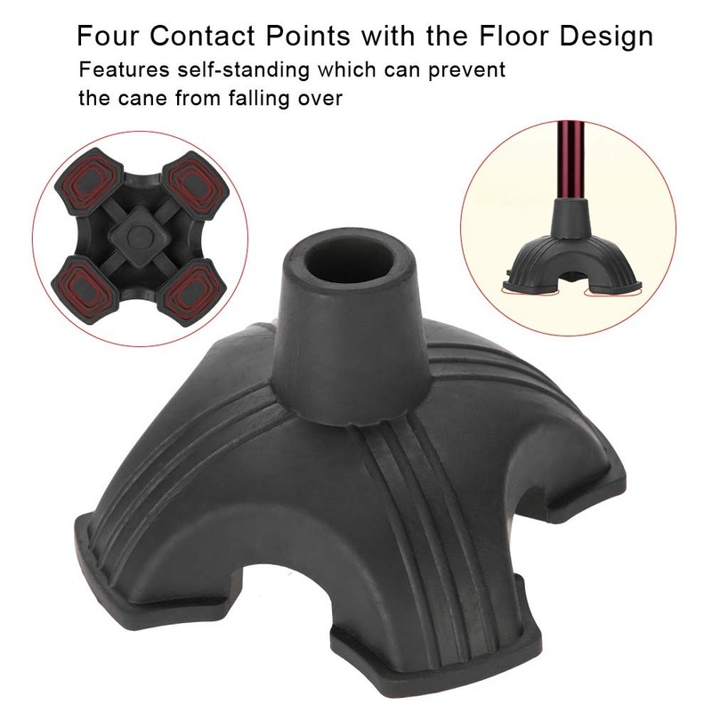 Cane Tip, Cane Tip Support Cane Pad Non-Slip Rubber Four