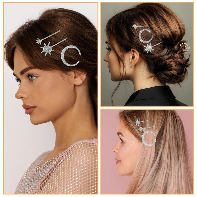 QKEPCY Women's Hair Clips Moon Star Snowflake Element Hair Clip