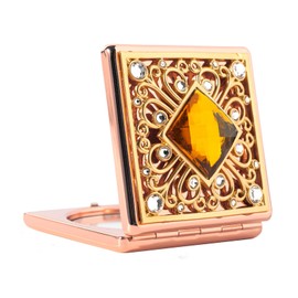 HAPUTDY Mini espejo de maquillaje elegante, portátil 1X/2X lupa (rosa)