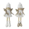 Set of 2 Standing White Angels with Winter / Christmas