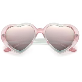WZWLKJ Heart Sunglasses for girls Polarized UV 400 Protection Love Heart Sunglasses Vintage for Outdoor Beach Age 3-10 Years